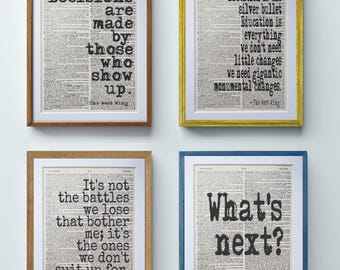 West Wing Tv Series  Quote Prints set of 4  | Unique Dictionary page Art