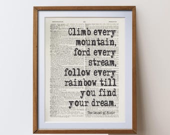 The Sound of Music Musical Quote Print | unique Dictionary Art literary gift