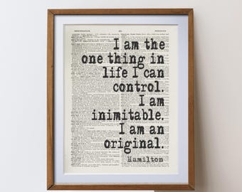 HAmilton Musical  Quote Print | Unique Dictionary Art page literary gift