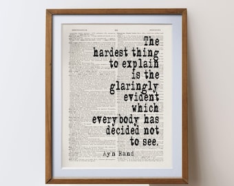 Ayn Rand  Quote Print unique Dictionary Page Art, Literary Wall Decor gift