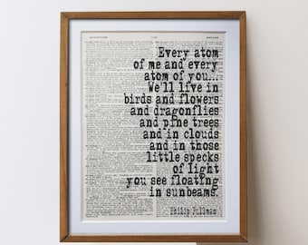 Philip Pullman Quote dictionary page art Print unique literary  inspiration gift