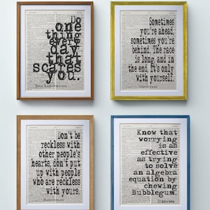 Solskyddscitattryck, set om 4 | Unik ordbokssida, konstlitterär gåva