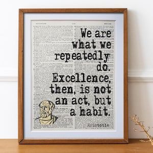 Aristotle Quote Print on Vintage Dictionary Page