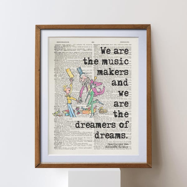 Willy Wonka   Quote Print | dictionary page art unique literary  inspiration gift