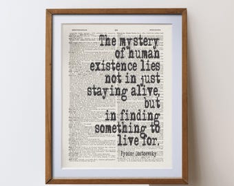Fyodor Dostoevsky   Quote dictionary page art Print unique literary  inspiration gift  (8x10)