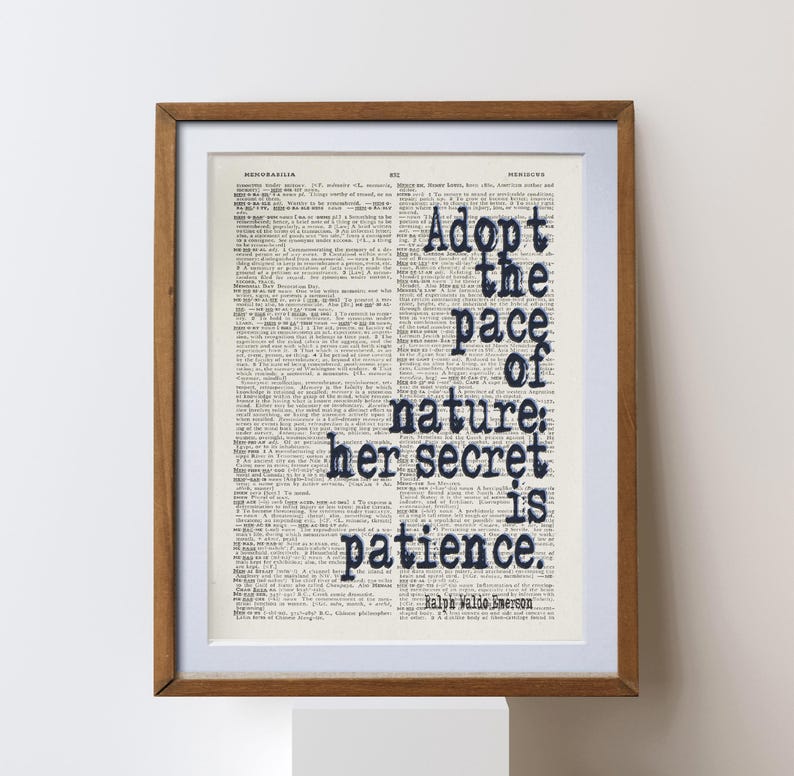 Impresión con cita de Ralph Waldo Emerson / Arte de diccionario vintage imagen 1