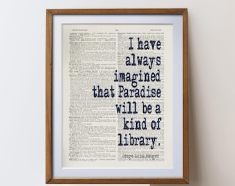 Jorge Luis Borges  Quote Print | Unique Dictionary Art literary gift