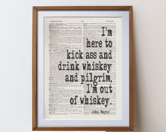 John Wayne Quote Print | Dictionary Page Art (8x10 inches) Literary  Print