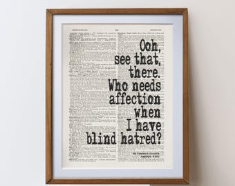 10 things I hate about you Quote dictionary page art Print unique literary  inspiration gift  (8x10)