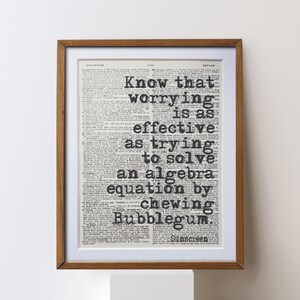 Solskyddsmedel citat BAz Luhrmann citattryck unik ordbokssida konst, litterär gåva väggdekor