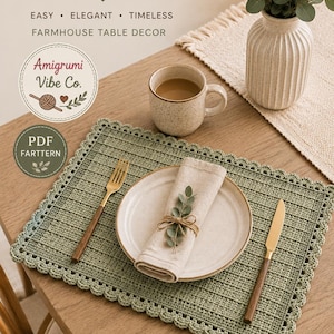 Rustic Woven Crochet Placemat Pattern | Farmhouse Table Mat (PDF Download) image 7