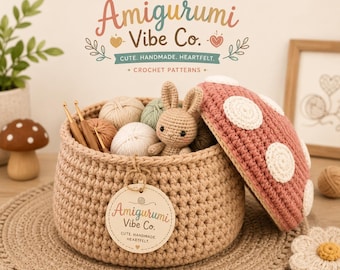 Mushroom Crochet Basket Pattern PDF | Cottagecore Storage Organizer Tutorial