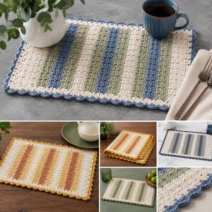 Rustic Woven Crochet Placemat Pattern | Farmhouse Table Mat (PDF Download) image 2