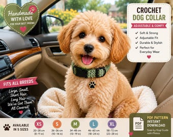Crochet Puppy Collar Pattern PDF | Adjustable Dog Collar Tutorial | Beginner Friendly Pet Accessory