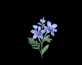 jacaranda mimosifolia gorgeous flower patch, iron-on applique, embroidered
