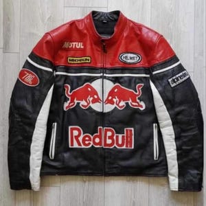 Red bull racing leather jacket - Etsy 日本