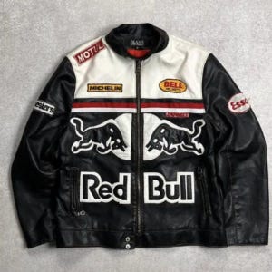 Red bull racing leather jacket - Etsy 日本