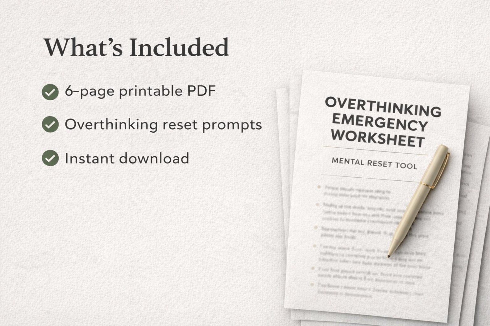 Overthinking Emergency Worksheet | Instant Calm PDF for Racing Thoughts ...