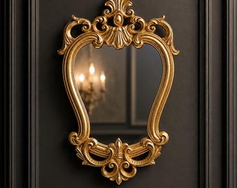 Gold Barock Wandspiegel 24 x 38 cm Vintage verzierter Kosmetikspiegel