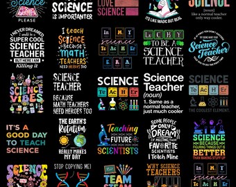 Science Teacher PNG Bundle, Funny STEM Quotes Shirt Design, Chemistry Physics Biology Teacher, Science Sublimation PNG Pack