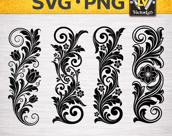 Ornate Scroll Border SVG | Baroque Laser Cut Frame DXF | Filigree Border PNG Bundle | Vintage Flourish Cut File | Elegant Frame Cricut