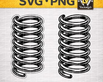 Metal Spring SVG, Coil Spring Clipart PNG, Mechanical Spring Vector Cricut & Silhouette File, Laser Cut DXF Design