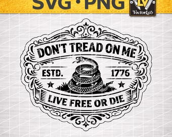 Don’t Tread On Me SVG PNG Rattlesnake Patriotic Design 1776 USA History Inspired Laser Engrave Hat Patch Designs Digital Download
