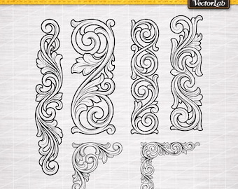Ornate Scroll Border SVG | Baroque Laser Cut Frame DXF | Filigree Border PNG Bundle | Elegant Frame Cut File | Vintage Flourish | Cricut