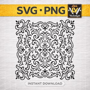 Tooled Leather Floral Scroll SVG PNG DXF, Western Scrollwork Pattern, Leather Tooling Design, Cricut Cut File, Laser Engraving