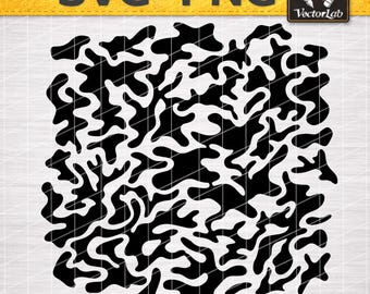 Woodland Camo Pattern SVG | Tactical Camouflage PNG | Hunting Seamless Texture Cut File | Military Style Vector