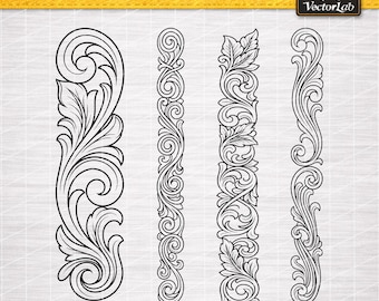 Ornate Scroll Border SVG | Baroque Laser Cut Frame DXF | Filigree Border PNG Bundle | Elegant Frame Cut File | Vintage Flourish | Cricut