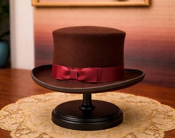 Chapeau haut de forme victorien marron pour homme, magicien, gothique, cylindre cylindrique mariage