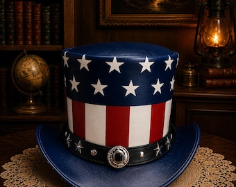Handmade Uncle Sam Top Hat Patriotic Americana Costume Style