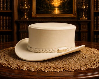 Luxury Ivory Western Top Hat Vintage Cowboy Fashion Hat