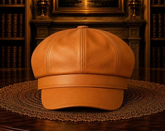 Vintage Leather Newsboy Cap Classic Gatsby Style Baker Boy Hat