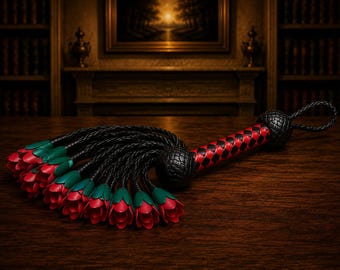 Rose Leder Flogger Peitsche geflochten Cosplay Peitsche