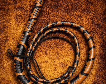 Braided Leather Bullwhip Handmade Cowboy Whip Western Leather Whip