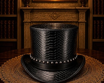 Black Snakeskin Steampunk Top Hat Gothic Victorian Cosplay Hat