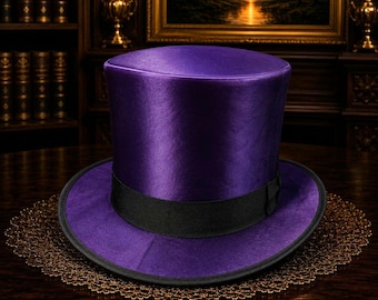 Handmade Silk Top Hat Victorian Steampunk Formal Wear Festival Headpiece