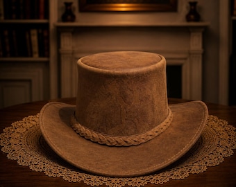 Vintage Brown Western Cowboy Hat – Rustic Distressed Leather Style Hat