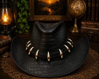 Handmade Crocodile Leather Cowboy Hat Western Outback Hat