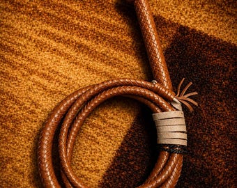 Handmade Leather Bullwhip Braided Cowhide Whip Western Cowboy Whip