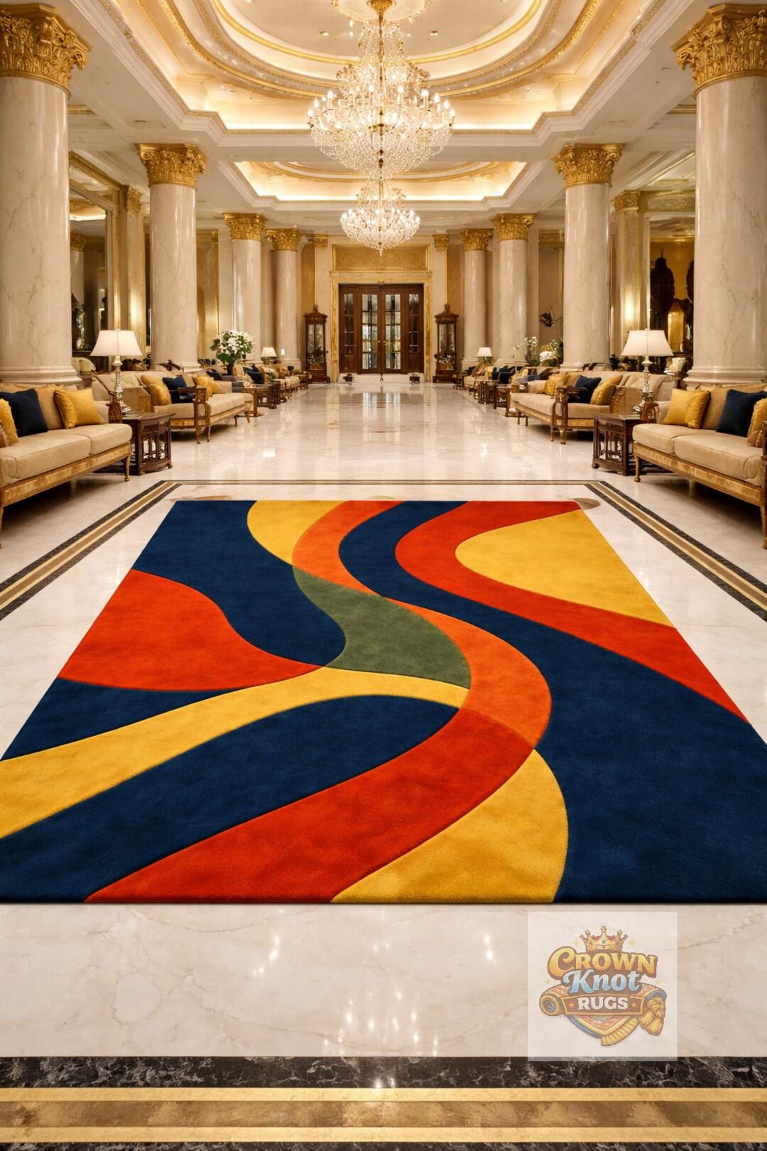 Hand Tufted Abstract Wool Rug – Modern Geometric Statement Carpet for ...