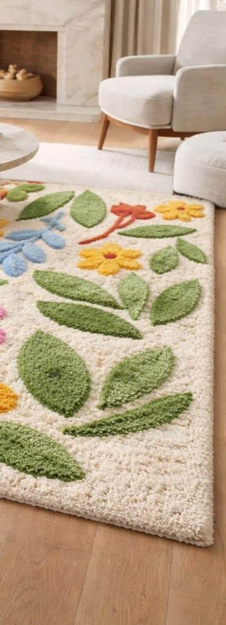 Tuft Rug Background Floral Rug: 9x12 Hand Tufted Wool Colorful Botanical Statement Carpet ...
