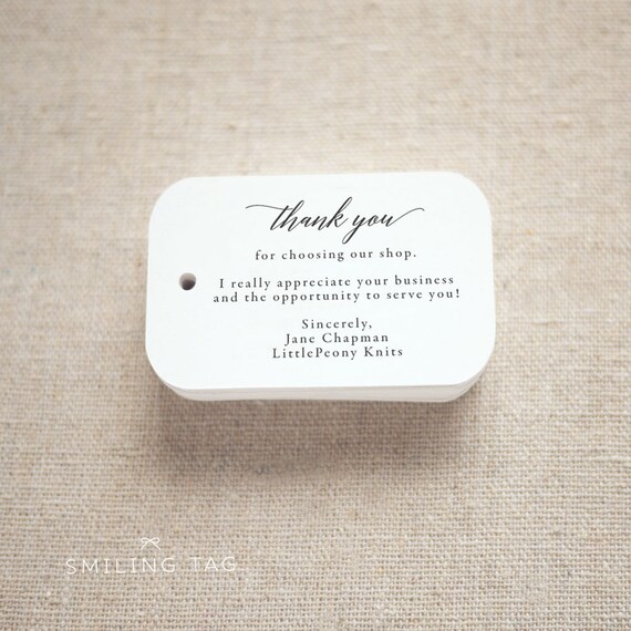 Customer Thank you Note Etsy Shop Product Tags Personalized Etsy