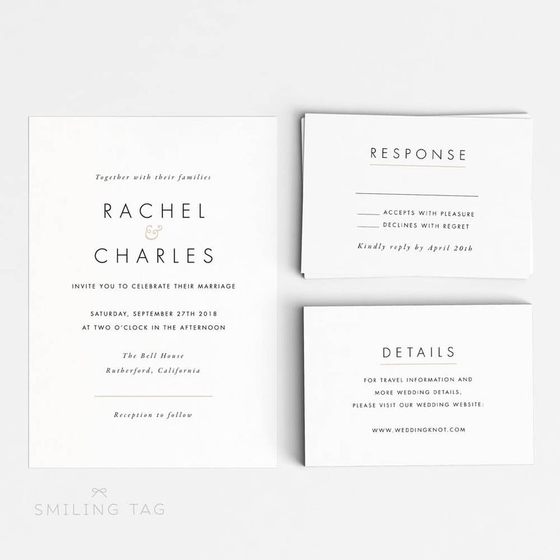 Wedding Invitation Rustic Wedding Invitation Printable PDF Letter or A4 Item code: P411 Invitation Set Modern Wedding Invitation Suite