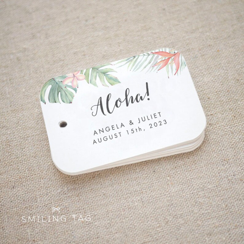 Set of 20 Aloha Gift Tag Tropical Wedding Tag Aloha Favor Tags Hawaii Tropical Aloha Thank you Tags Aloha Party Favor Item code: J772