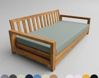 Twin Outdoor Daybed Cushion Cover – 75x39x6 Zippered Slipcover, Water-Repellent Polyester, Piped Trim