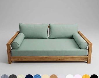 Style 2 Twin-XL Outdoor Daybed Cushion Slipcover – Zippered Water-Repellent Polyester Pillow Cover (Cover Only)