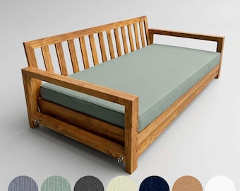 Twin Outdoor Daybed Cushion Cover – 75x39x6 Zippered Slipcover, Water-Repellent Polyester, Piped Trim